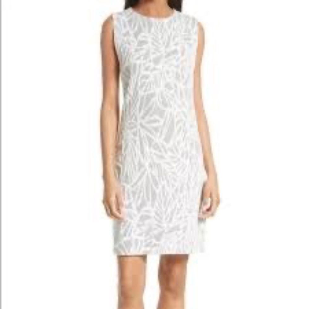Hugo Boss Be Your‎ Own Boss Black/White Graphic Leaf Print Mesh Knit Dress Sz XL